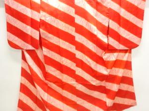 アンティーク　板締め絞り　斜め縞模様単衣長襦袢